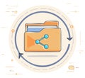 Stylized Illustration of a Shared Folder Icon with Recycle Symbol for Data Backup and File Transfer Royalty Free Stock Photo