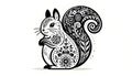 A stylized illustration of a squirrel featuring intricate bla Royalty Free Stock Photo