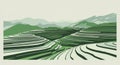 Stylized illustration of terraced fields, typically used for rice cultivation, depicted in Royalty Free Stock Photo