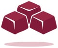 Stylized illustration of three glossy maroon chocolate candy cubes Royalty Free Stock Photo