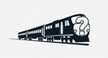 Stylized illustration of a train with a bold question mark on the front engine. The train Royalty Free Stock Photo