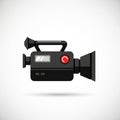 Stylized illustration of a vintage handheld video camera with a black body. Featur Royalty Free Stock Photo