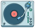 Stylized illustration of a vintage turntable with a vinyl record and tone arm Royalty Free Stock Photo