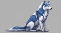 Stylized illustration of a wolf characterized by a predominantly blue and white fur Royalty Free Stock Photo