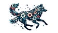 Stylized illustration of a wolf composed of leaf-like elements in Royalty Free Stock Photo