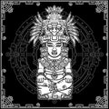 Stylized image of an ancient Indian deity. Motives of art Native American Indian.