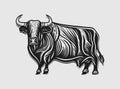 Stylized image of a bull. Ethnic. Traditional. Farm. Logo. Eco-friendly.Stylized image of a bull. Ethnic. Traditional. Farm. Logo