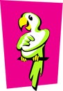 Stylized image of a cheerful green parrot