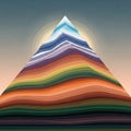 A stylized image of a colorful, geometric mountain. The mountain features parallel layers of Royalty Free Stock Photo