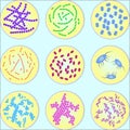 Stylized image of different types of bacteria