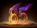 A stylized image of floating, layered numbers 85 made of smoke or an element, against a dark backdrop The numbers appear ethereal Royalty Free Stock Photo