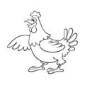 A stylized image of a funny mother hen. Outline drawing of a cartoon chicken