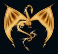 Stylized image of Golden Dragon on black background Royalty Free Stock Photo