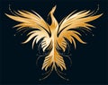 Stylized image of golden Phoenix on black background