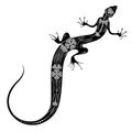 Stylized image of ornate Lizard in black and white in vector