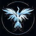 Stylized image of magic ice Phoenix on black background