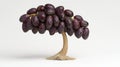 Miniature Date Tree Dark Brown Fruit on Beige Trunk, White Background Royalty Free Stock Photo