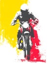 A stylized image of a motorcyclist in motion, featuring bold color splashes of Royalty Free Stock Photo