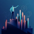 Stylized Image of Person Standing on Upward-Rising Graph for Financial Success and Growth Royalty Free Stock Photo