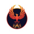 Stylized image of a phoenix, crafted in shades of red and orange, rising from stylized Royalty Free Stock Photo