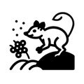 Stylized image of a possum near berries standing on a mound with a curled tail and small ears Royalty Free Stock Photo