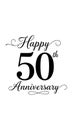 Elegant Happy 50th Anniversary Greeting in Black and White Design Royalty Free Stock Photo