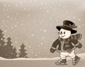 Stylized image with skating snowman