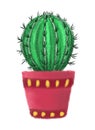stylized image of a small prickly cactus in a ceramic pink pot