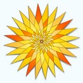 A stylized image of the sun