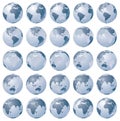 Stylized images of different rotation phases of globe