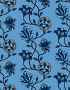 Blue Indian flowers chintz pattern