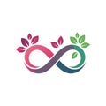 Abstract infinity symbol with leaves, representing growth, sustainability, and endless possibilities in a modern design Royalty Free Stock Photo