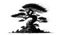 Stylized ink drawing of a bonsai tree, characterized by a twiste Royalty Free Stock Photo