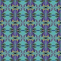 Stylized iris flower. Seamless colorful pattern.