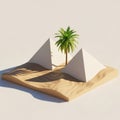 Stylized Isometric Desert Landscape with Pyramids and Palm Tree egypt sand Royalty Free Stock Photo