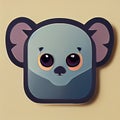 Stylized koala head. Cute koala portrait. Koala muzzle flat illustration. Digital illustration based on render by neural Royalty Free Stock Photo