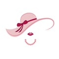 Stylized lady with pink hat and pearl necklace Royalty Free Stock Photo