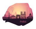 Stylized landscape of Paris in the form of a map of Paris