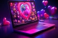 Stylized laptop display with 3d shapes filled screen in conceptual digital design Royalty Free Stock Photo