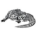 Stylized large crocodile turned to face us, logo, isolated object on a white background, vector