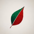 The left side is green and the right side is red. The leaf features Royalty Free Stock Photo