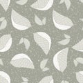 Stylized leaves seamless vector pattern background. Scattered folk art foliage neutral ecru beige backdrop on terrazzo