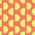 Stylized lemon slices seamless vector pattern red