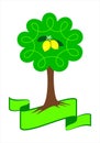 Stylized lemon tree logo.