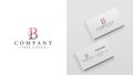 Stylized letter B, polygonal design, logo for the company. Mockup of business cards with a logo