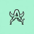 Letter A Logo with Devil Horns and Tail Royalty Free Stock Photo