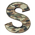 A stylized letter \'S\' featuring a camouflage pattern with a stitched border Royalty Free Stock Photo