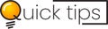 Stylized light bulb creatively forming the letter q, accompanied by the words quick tips, symbolizing efficient problem