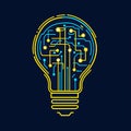 Conceptual light bulb with circuit board design representing innovation technology and creative solutions Royalty Free Stock Photo