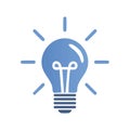 Stylized Light Bulb with Rays of Light Design Element in Blue Gradient, Idea Concept Royalty Free Stock Photo